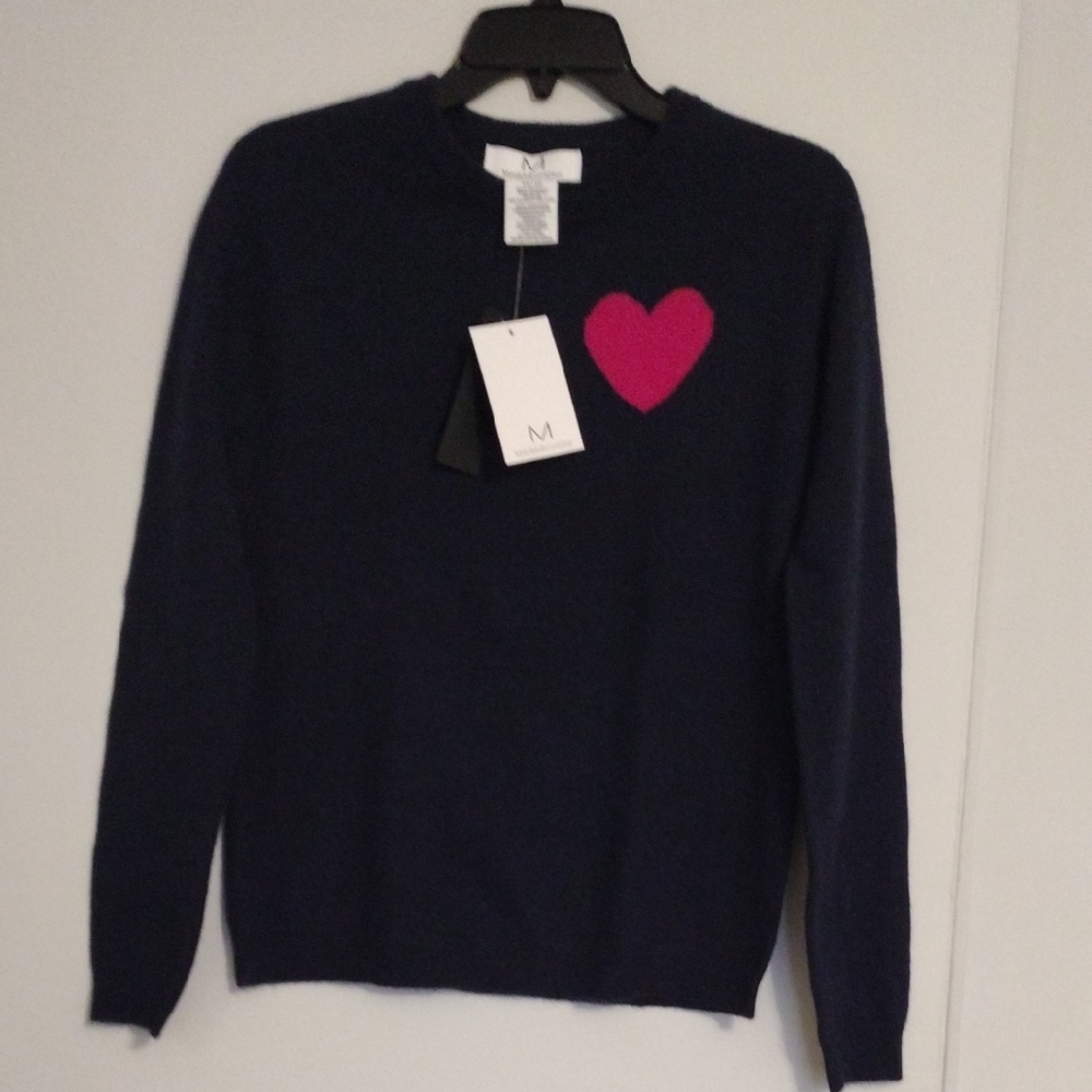 Magaschoni Navy Sweater with Pink Heart
